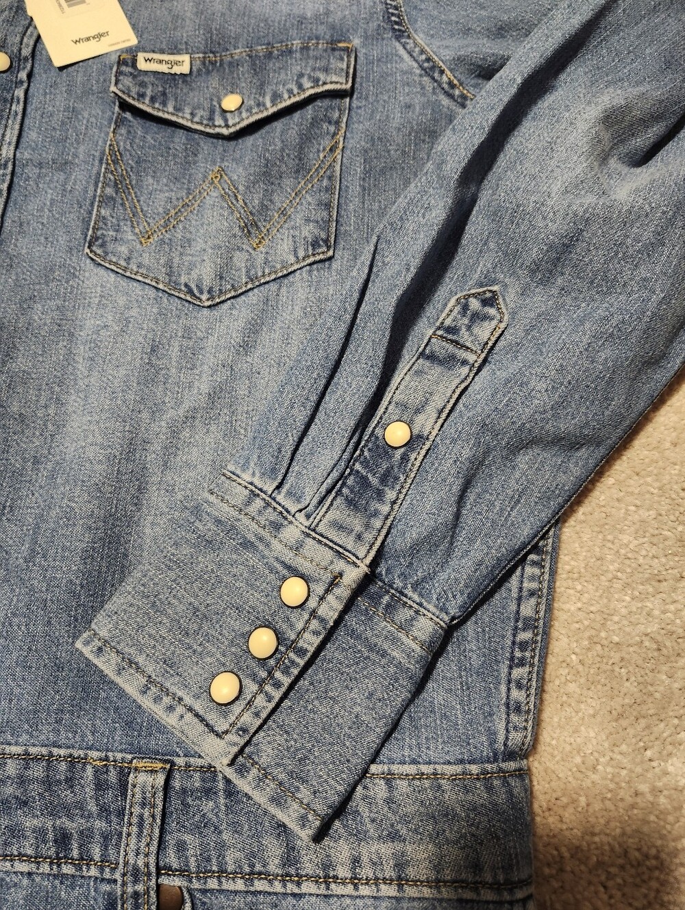 NWT Wrangler Women's Mini Denim Dress Pearl Button 100% Cotton Size XL - Picture 7 of 9